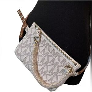 MICHAEL KORS MK Signature White Vanilla Gold BELT BAG Pouch Fanny Pack Large